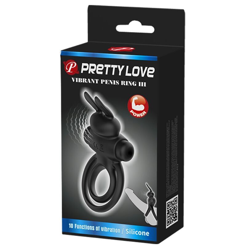 PRETTY LOVE - VIBRADOR III ANEL DE COELHO PARA PÊNIS PRETO