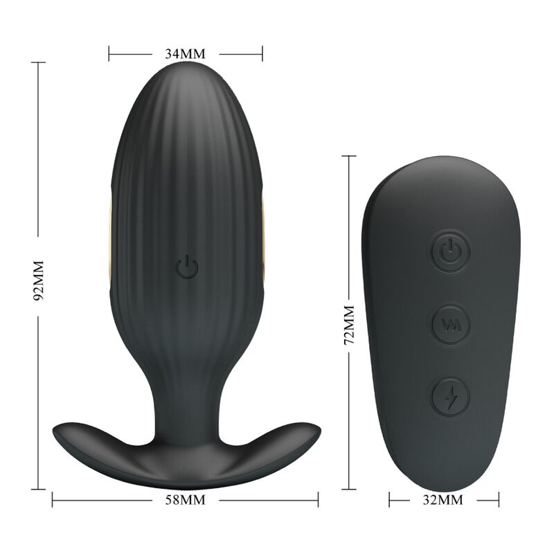 PRETTY LOVE - VIBRADOR RECARREGVEL ANAL KELLY PLUG PRETO