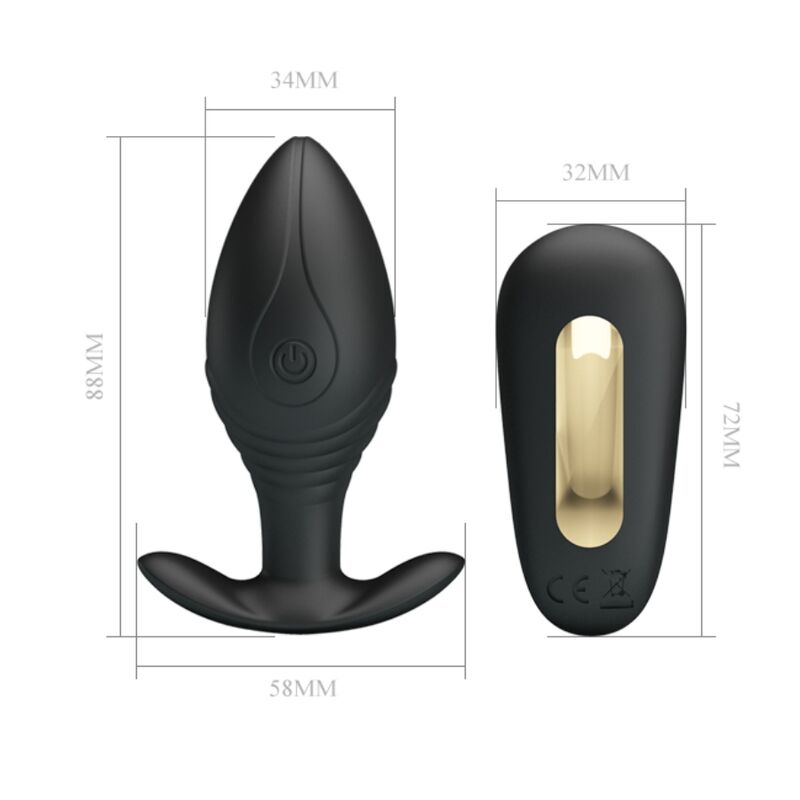 PRETTY LOVE - VIBRADOR RECARREGVEL REGINA ANAL PLUG PRETO