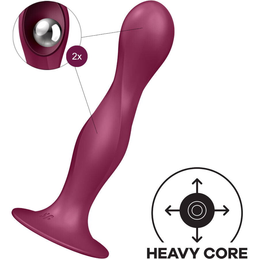 SATISFYER - DILDO DE SILICONE DUPLA BALL-R GARNET