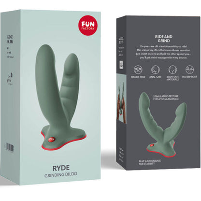 FUN FACTORY - RYDE DILDO DUPLO E MASSAGER VERDE