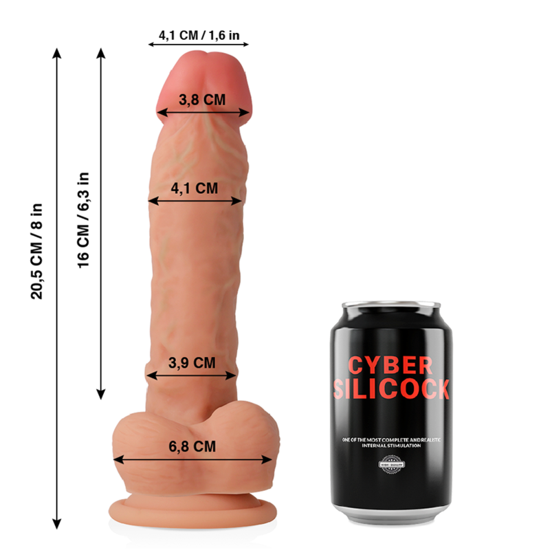 CYBER SILICOCK - DILDO DE SILICONE LÍQUIDO MACIO ULTRA REALISTA 20.5 CM