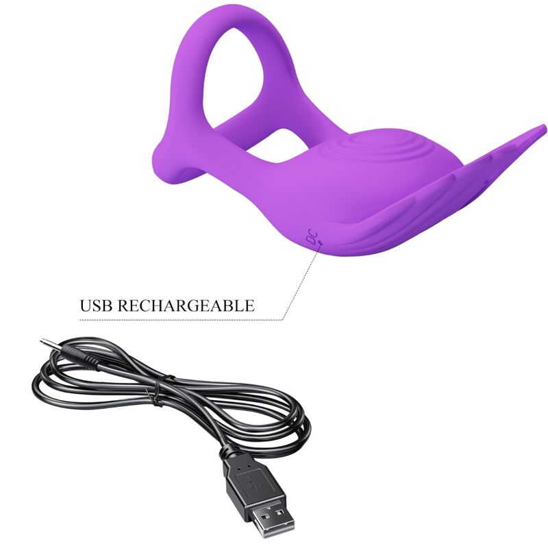 PRETTY LOVE - ANEL PARA PÊNIS VIBRANTE 7 VIBRAÕES SILICONE ROXO