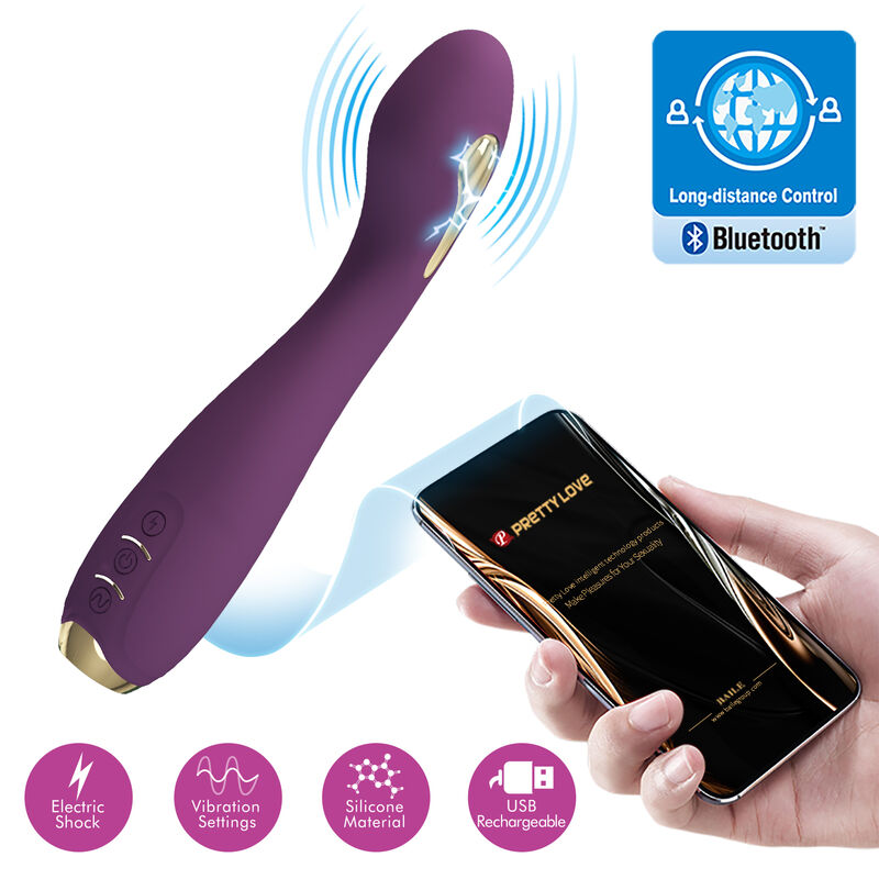 PRETTY LOVE - VIBRADOR HECTOR ELECTROSHOCK POR APP CONTROL ROXO