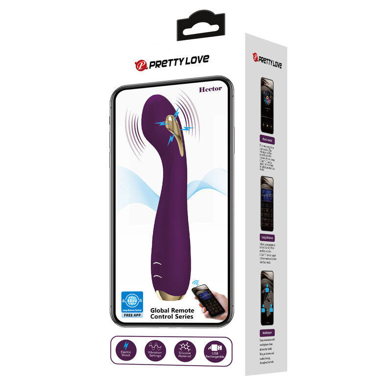 PRETTY LOVE - VIBRADOR HECTOR ELECTROSHOCK POR APP CONTROL ROXO