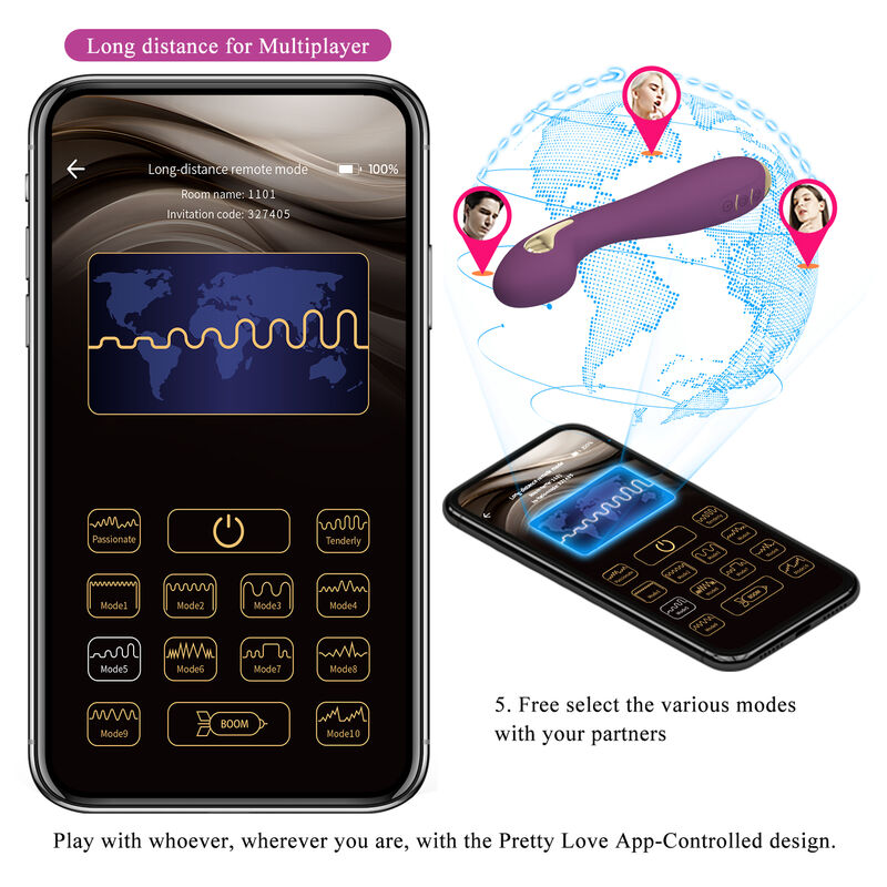 PRETTY LOVE - VIBRADOR HECTOR ELECTROSHOCK POR APP CONTROL ROXO