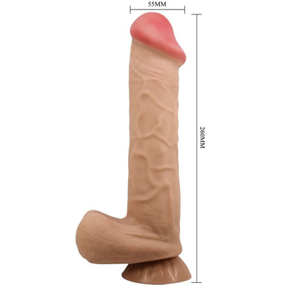 PRETTY LOVE - SÉRIE SLIDING SKIN DILDO REALÍSTICO COM VENTOSA DESLIZANTE PELE CARNE 26 CM