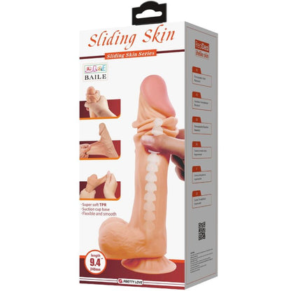 PRETTY LOVE - SÉRIE SLIDING SKIN DILDO REALÍSTICO COM VENTOSA DESLIZANTE PELE 24 CM