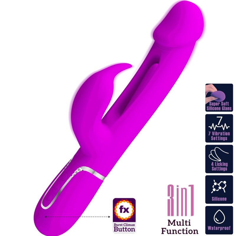 PRETTY LOVE - VIBRADOR COELHO DEJON 3 EM 1 MULTIFUNO AQUA VERDE