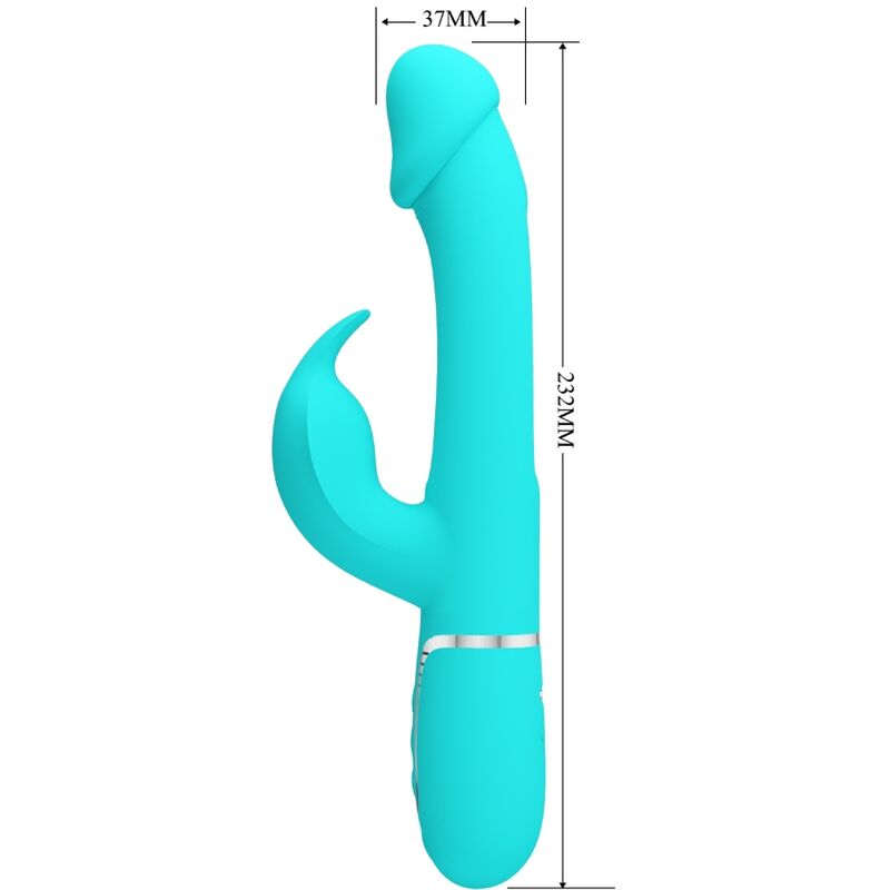 PRETTY LOVE - VIBRADOR COELHO DEJON 3 EM 1 MULTIFUNO AQUA VERDE