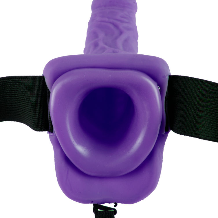 FETISH FANTASY SERIES - 7 HOLLOW STRAP-ON VIBRANDO COM BOLAS 17,8CM ROXO