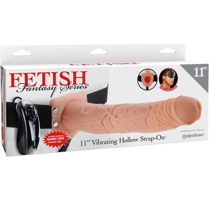 FETISH FANTASY SERIES - 11 HOLLOW STRAP-ON VIBRANDO COM BOLAS 27,9CM CARNE