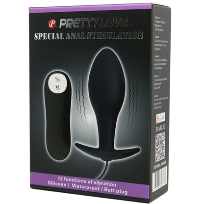 PRETTY LOVE - PLUG ANAL NCORA FORMA SILICONE 12 MODOS DE VIBRAO PRETO