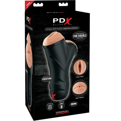 PDX ELITE - MASTURBADOR STROKER VIBRATÓRIO DE DUPLA PENETRAO