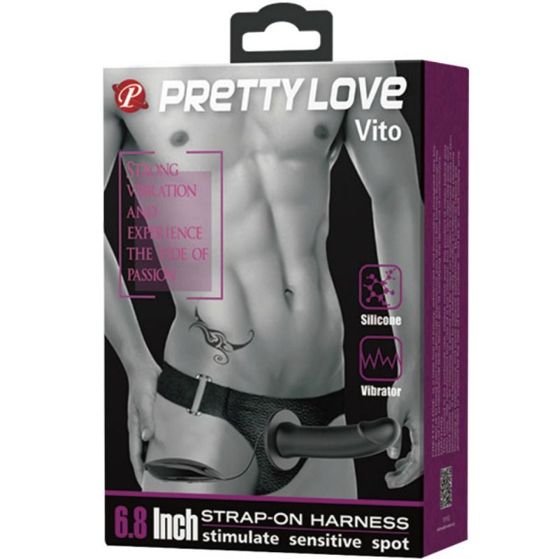 PRETTY LOVE - VITO STRAP ON COM DILDO OCO E VIBRAO 17.3 CM