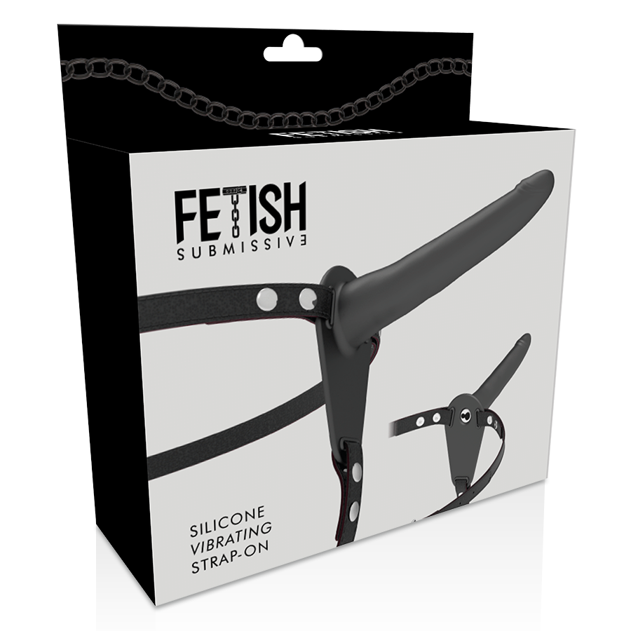 FETISH SUBMISSIVE HARNESS - VIBRADOR DE SILICONE PRETO 15 CM