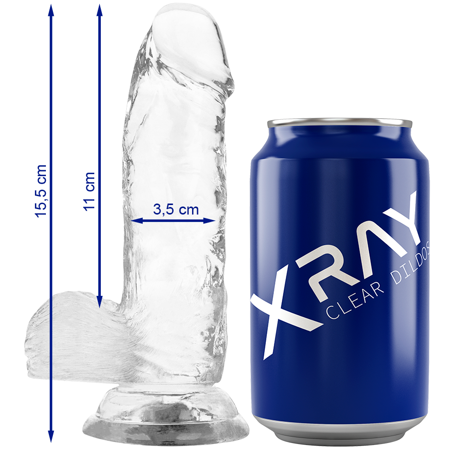 X RAY - DILDO TRANSPARENTE COM BOLAS 15.5 CM -O- 3.5 CM