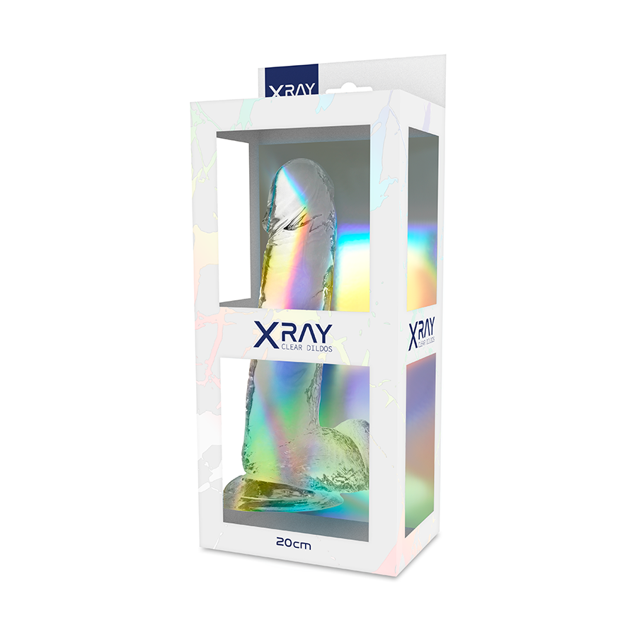 X RAY - DILDO TRANSPARENTE COM BOLAS 20 CM -O- 4.5 CM