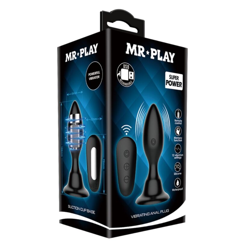 MR PLAY - PLUG ANAL COM CONTROLE REMOTO PRETO