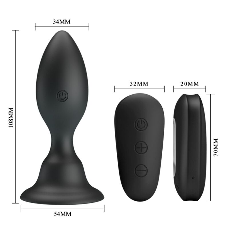 MR PLAY - PLUG ANAL COM CONTROLE REMOTO PRETO