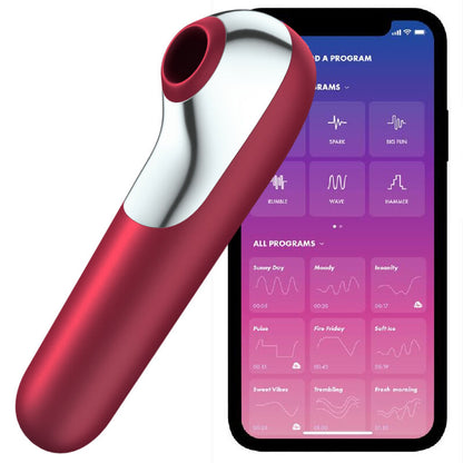 SATISFYER - VIBRADOR E SUCCIONADOR DUAL LOVE COM AR PULSADO VERMELHO