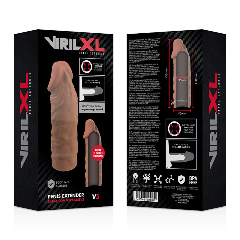 VIRILXL - EXTENSÃO DE PÊNIS DE SILICONE LÍQUIDO V5 MARROM