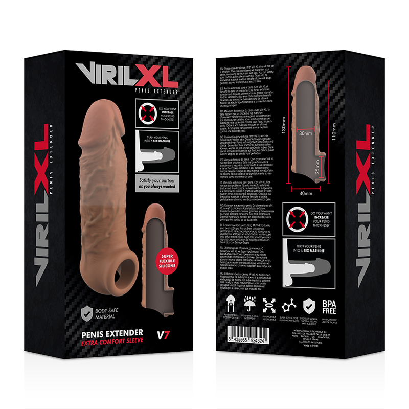 VIRILXL - EXTENSÃO DE PÊNIS DE SILICONE LÍQUIDO V7 MARROM