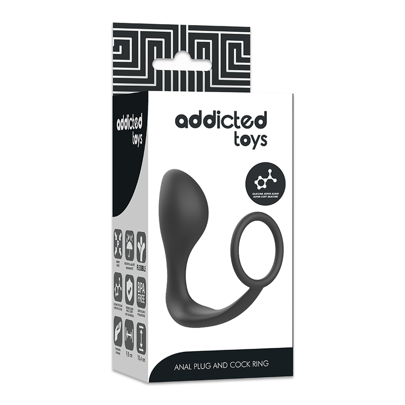 ADDICTED TOYS - PLUG ANAL COM ANEL DE SILICONE PRETO