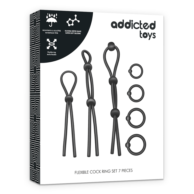 ADDICTED TOYS - CONJUNTO DE 7 ANÉIS PENIANOS DE SILICONE FLEXÍVEL